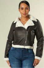 Load image into Gallery viewer, Dark Brown Faux Leather Jacket