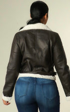 Load image into Gallery viewer, Dark Brown Faux Leather Jacket