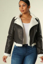 Load image into Gallery viewer, Dark Brown Faux Leather Jacket