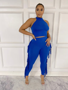 Blue Fringe Pant Set